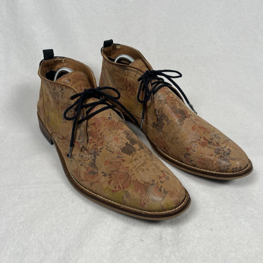 RARE Steve Madden Men Soft Leather Dress Shoe Chukka Boot Floral Ltd Blade-f